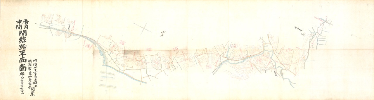 岩崎炭鉱文書内に残されている香月線平面図の写真